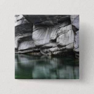 Rounded Rock Cliff by Verzasca River 15 Cm Square Badge