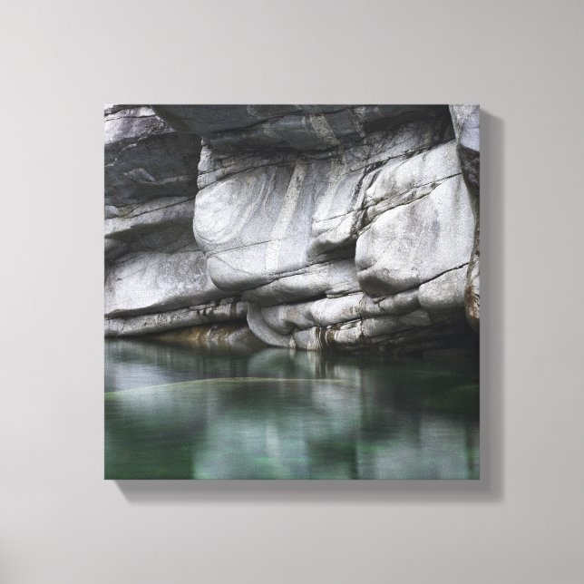 Rounded Rock Cliff by Verzasca River Canvas Print (Front)