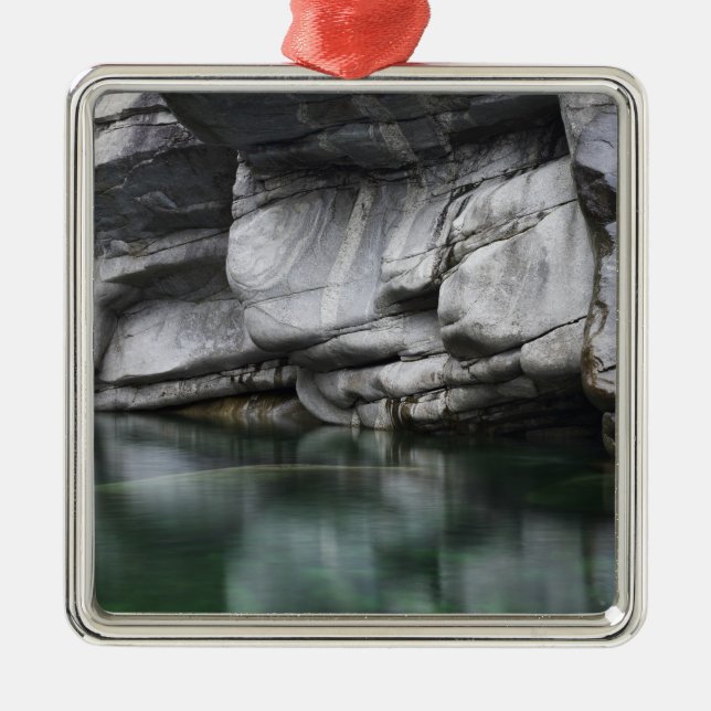 Rounded Rock Cliff by Verzasca River Metal Tree Decoration (Front)