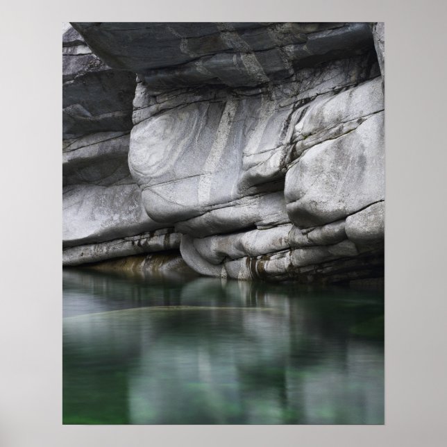 Rounded Rock Cliff by Verzasca River Poster (Front)