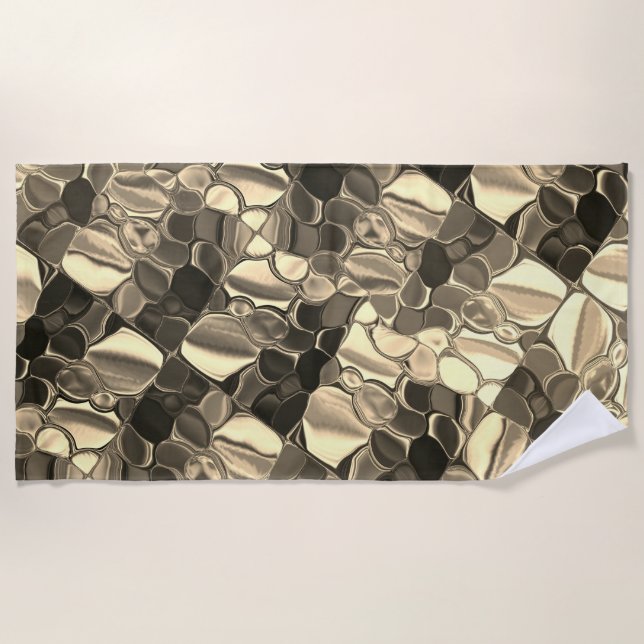Rounded shapes in bronze color, glossy light gold? beach towel (Front)