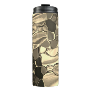 Rounded shapes in bronze colour or beige, glossy thermal tumbler