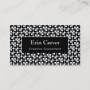 Rounded Squares Retro Black & White Pattern Business Card
