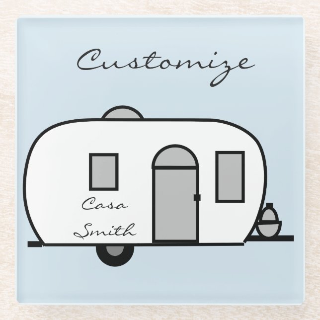 Rounded travel trailer Thunder_Cove Glass Coaster (Front)