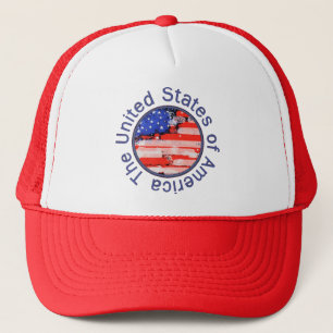 rounded USA flag Trucker Hat