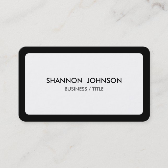 Rounded White and Black Border Minimal Business Card (Front)