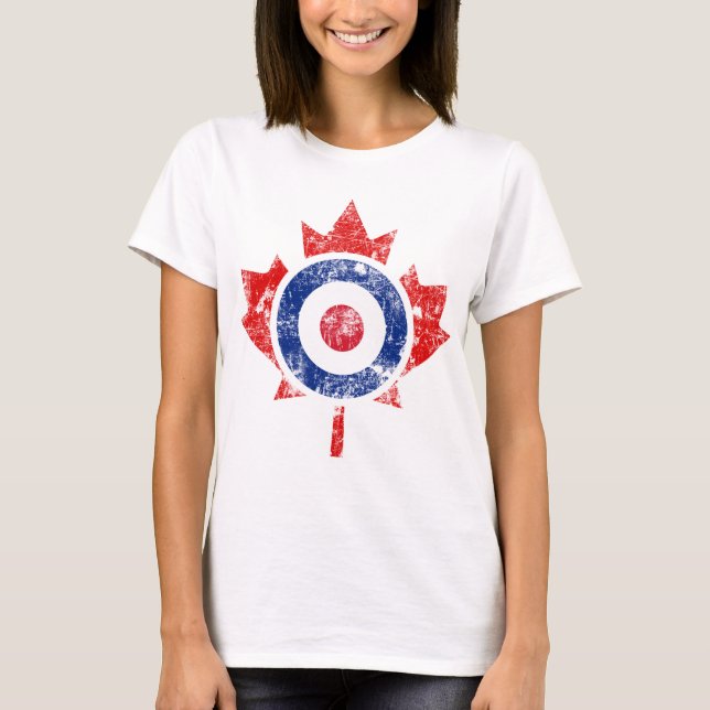 Roundel Canada Curling Hockey Target Grunge Ice T-Shirt (Front)
