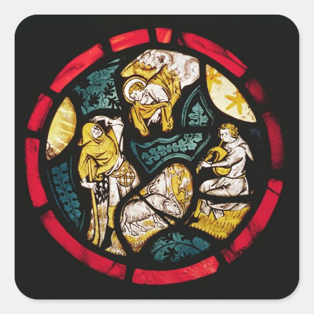 Roundel depicting the Annunciation to Shepherds Square Sticker (Front)