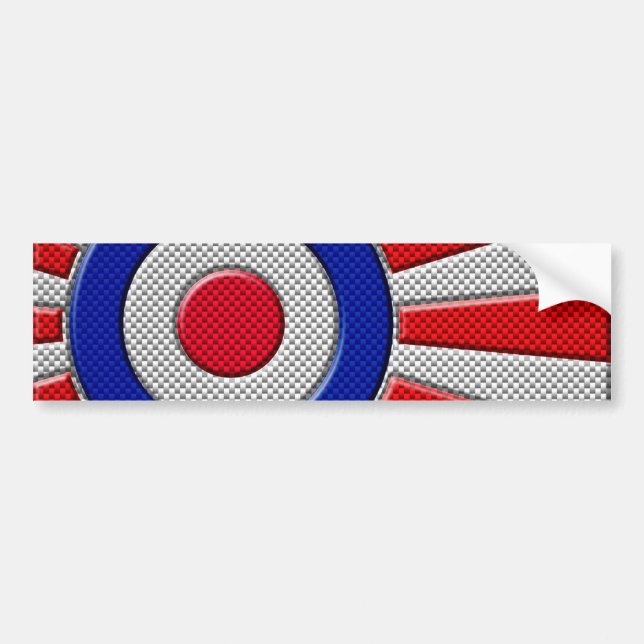 Roundel Sunburst Design Carbon Fibre Style Decor Bumper Sticker (Front)