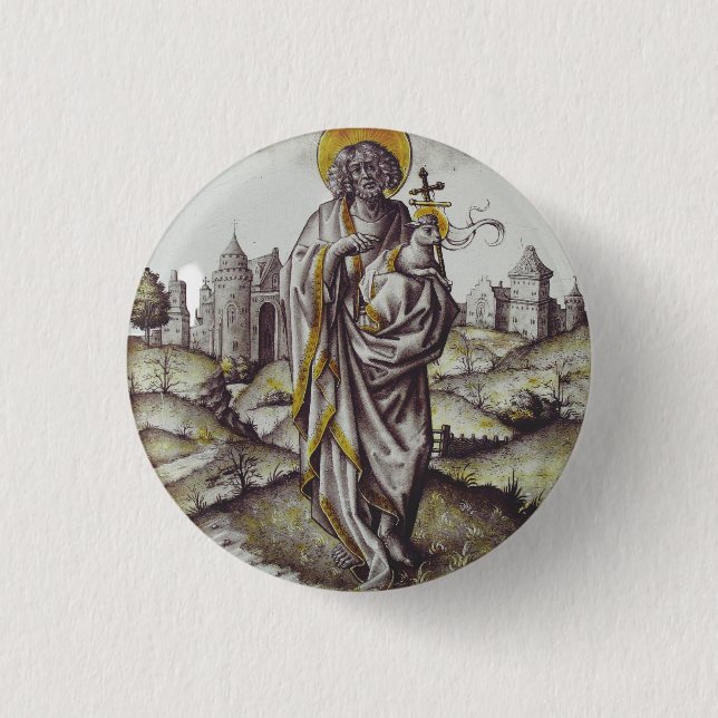 Roundel with Saint John The Baptist 3 Cm Round Badge (Front)