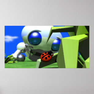 ROUNDER LOOKING AT LADYBUG POSTER
