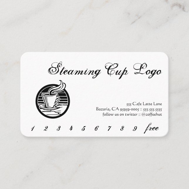 Rounder Steaming Cup Logo Drink Punch Card (Front)