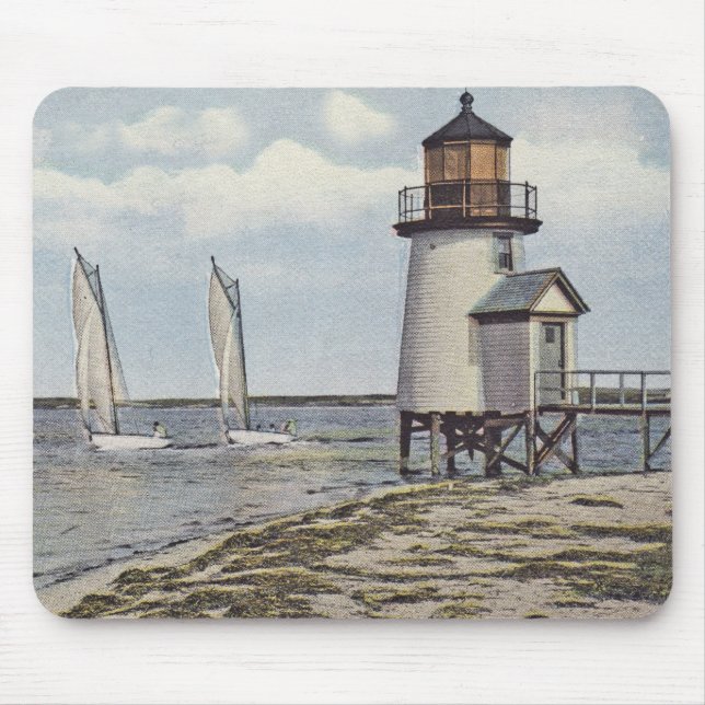 Rounding Brant Point Lighthouse Nantucket Mouse Pad (Front)