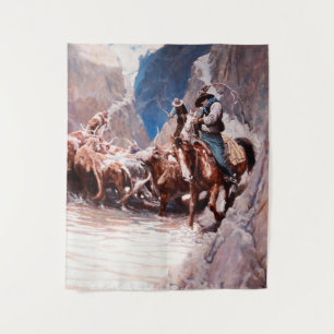 Rounding Up Western Art by NC Wyeth Tapestry