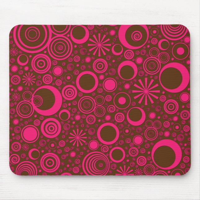 Rounds, Pink-Brown Computer Mouse Pad (Front)