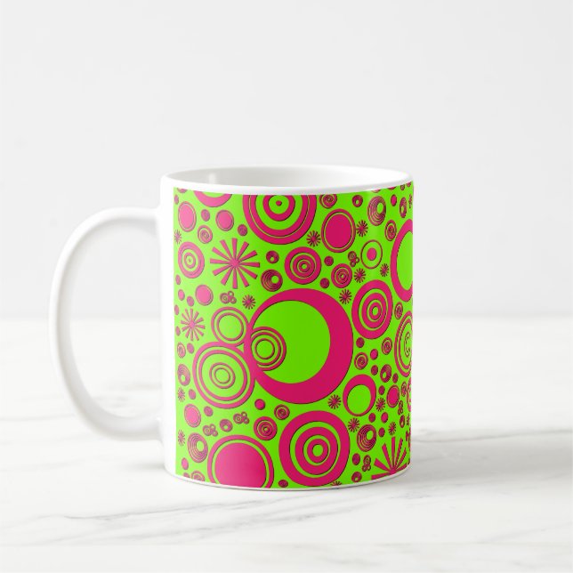 Rounds, Pink-Green Coffee Mug (Left)