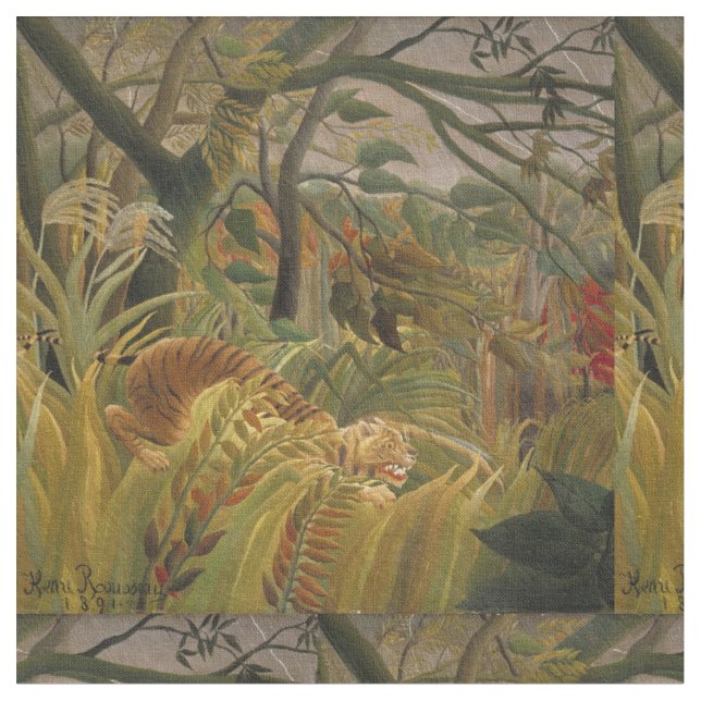 Rousseau Jungle Tropical Tiger Art Fabric (Close Up)