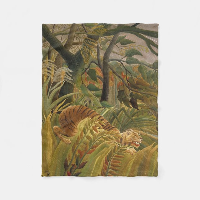 Rousseau Jungle Tropical Tiger Art Fleece Blanket (Front)