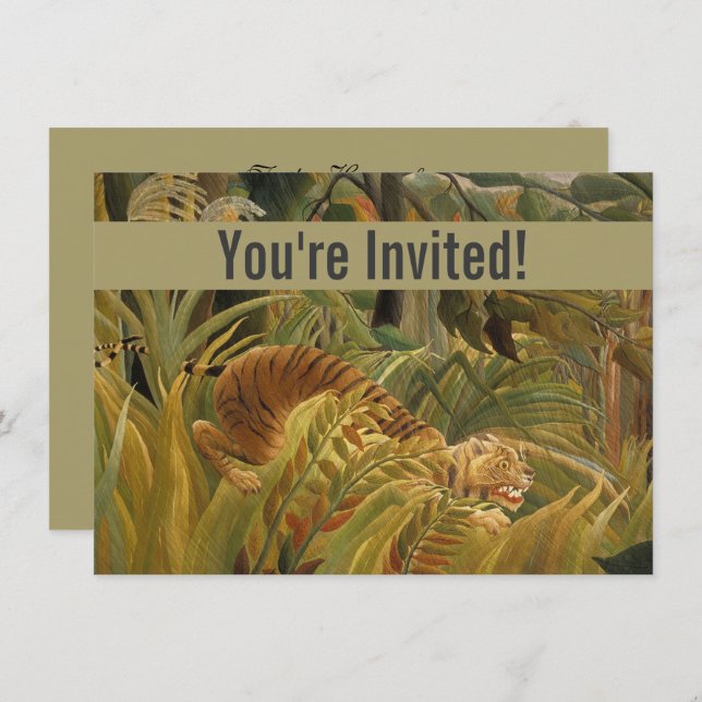 Rousseau Jungle Tropical Tiger Art Invitation (Front/Back)