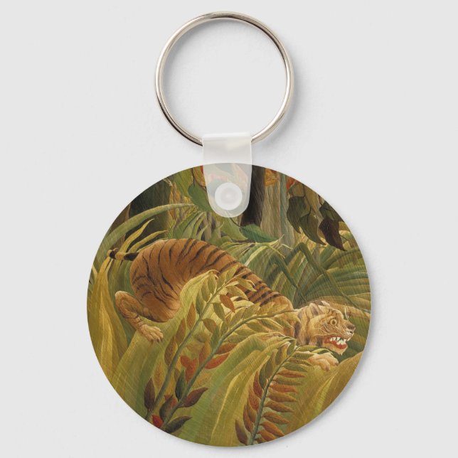 Rousseau Jungle Tropical Tiger Art Key Ring (Front)