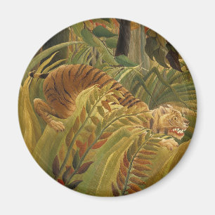 Rousseau Jungle Tropical Tiger Art Print Botanical Magnet