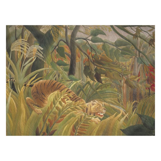 Rousseau Jungle Tropical Tiger Art Tablecloth (Front (Horizontal))
