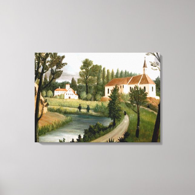 Rousseau - Landscape with Chapel, fine art Canvas Print (Front)
