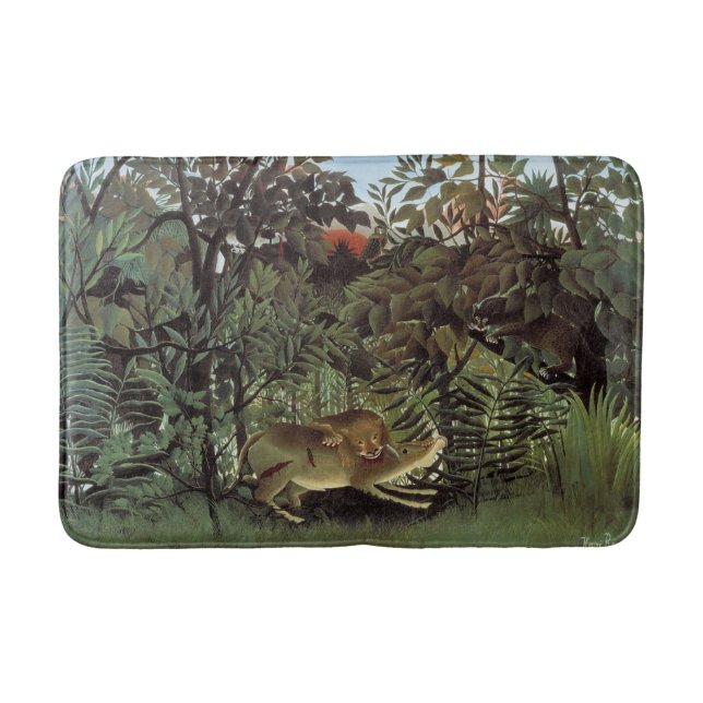 Rousseau’s Hungry Lion art bath mat (Front)