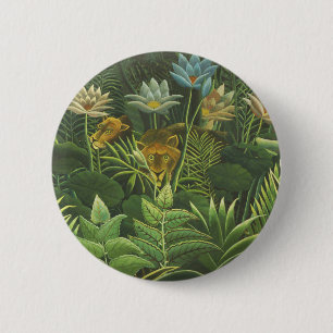 Rousseau Tropical Jungle Lion Painting 6 Cm Round Badge