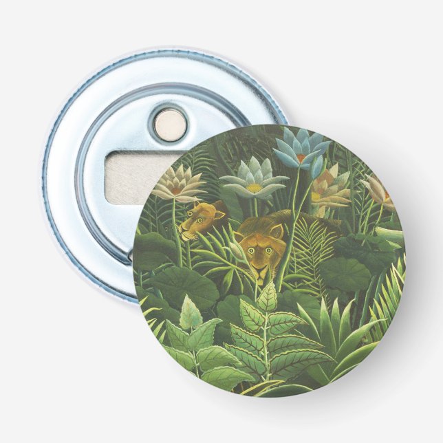 Rousseau Tropical Jungle Lion Painting Bottle Opener (Front)