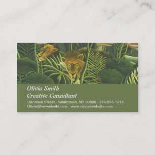 Rousseau Tropical Jungle Lion Painting Business Card
