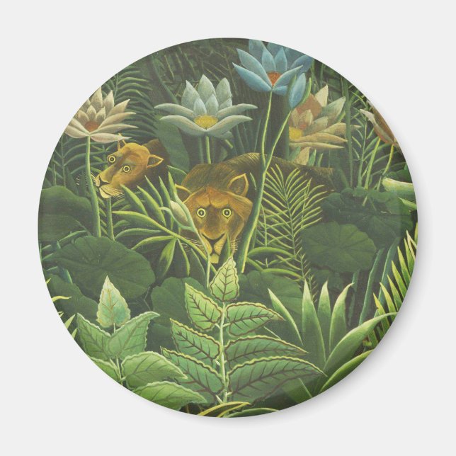 Rousseau Tropical Jungle Lion Painting Magnet (Front)