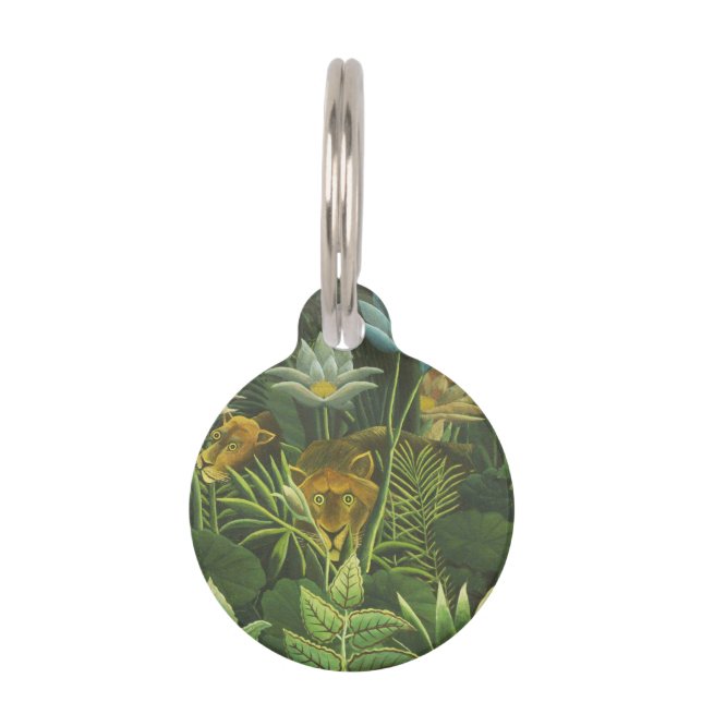 Rousseau Tropical Jungle Lion Painting Pet Tag (Front)