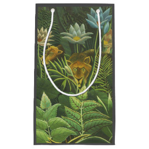 Rousseau Tropical Jungle Lion Painting Small Gift Bag