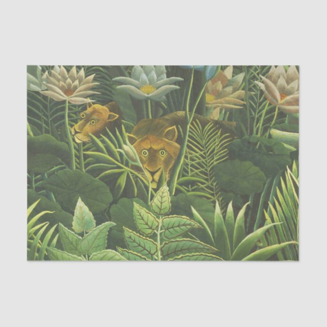 Rousseau Tropical Jungle Lion Painting Tissue Paper (Front)