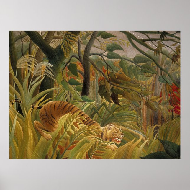 Roussequ Jungle Tropical Tiger Art Poster (Front)