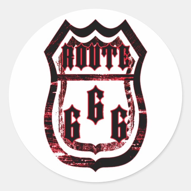 Route 666 classic round sticker (Front)