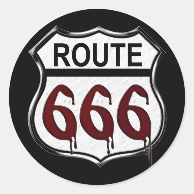 Route 666 classic round sticker (Front)