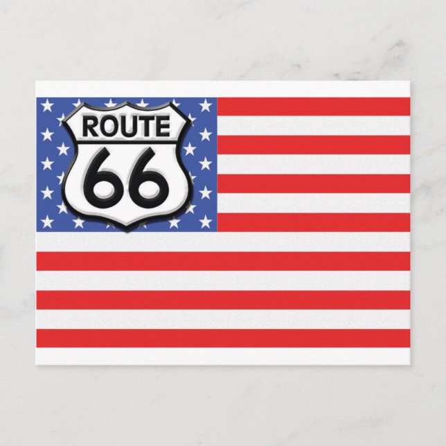 Route 66 American Flag Patriotic Postcard (Front)