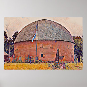Route 66 Arcadia Round Barn Oil Painting Poster