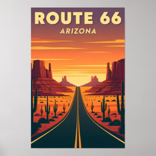 Route 66 Arizona Mother Road Vintage Travel Poster