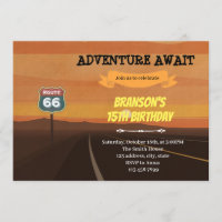 Route 66 birthday theme Invitation