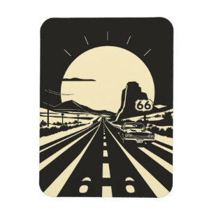 Route 66 Black and White Minimalist Classic  Magnet