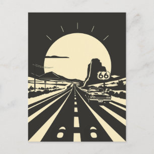 Route 66 Black and White Minimalist Classic Postcard