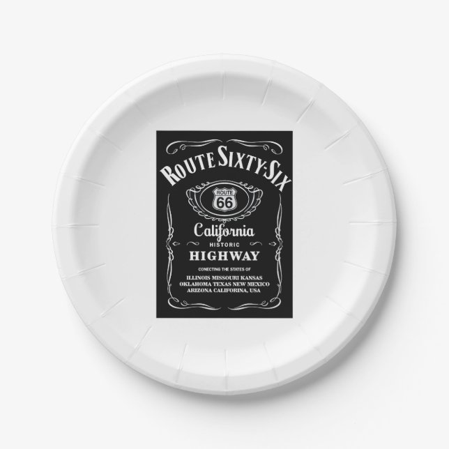 Route 66 Black Label Paper Plate (Front)