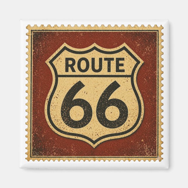 route 66 Bold Shield Vintage Garage Keepsake Magnet (Front)