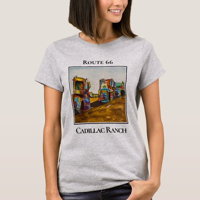 Route 66, Cadillac Ranch, Amarillo Texas T-Shirt (Front)