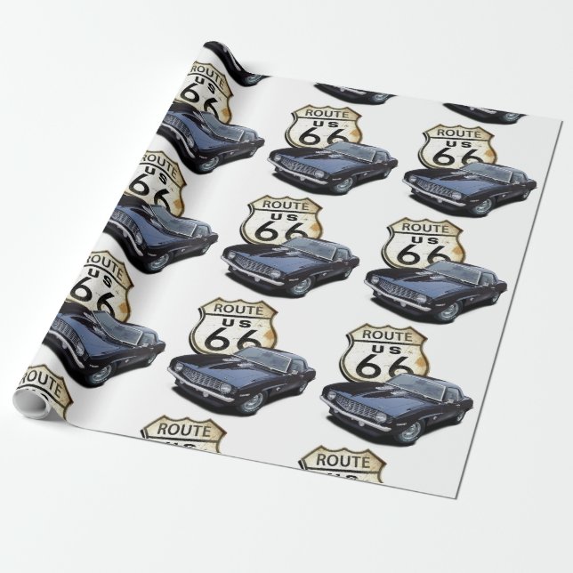 Route 66 Camaro Wrapping Paper (Unrolled)