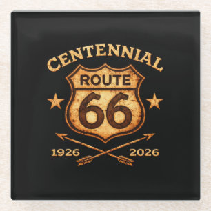 Route 66 Centennial Bar Decor Glass Coaster