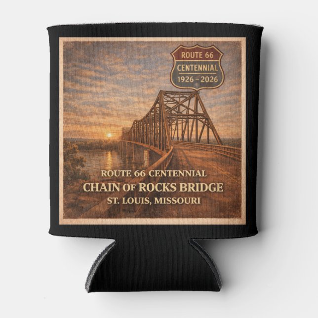 Route 66 Centennial Bridge Game Night Drink Gift Can Cooler (Front)